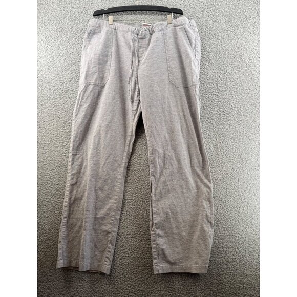 Merona Gray Heathered Stripped Linen-Blend Drawstring Pants Relaxed Fit Size XXL - Picture 1 of 8